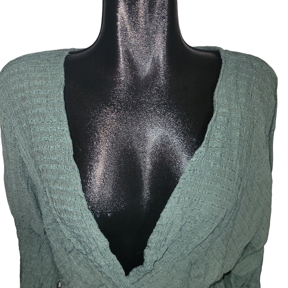 Umgee Leaf Green Textured Long Sleeve  Cardigan S - Picture 2 of 7